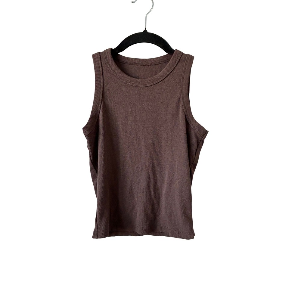 Dazy Ribbed Tank Top‎ S Brown Excellent Casual Basic Crew Neck Sleeveless